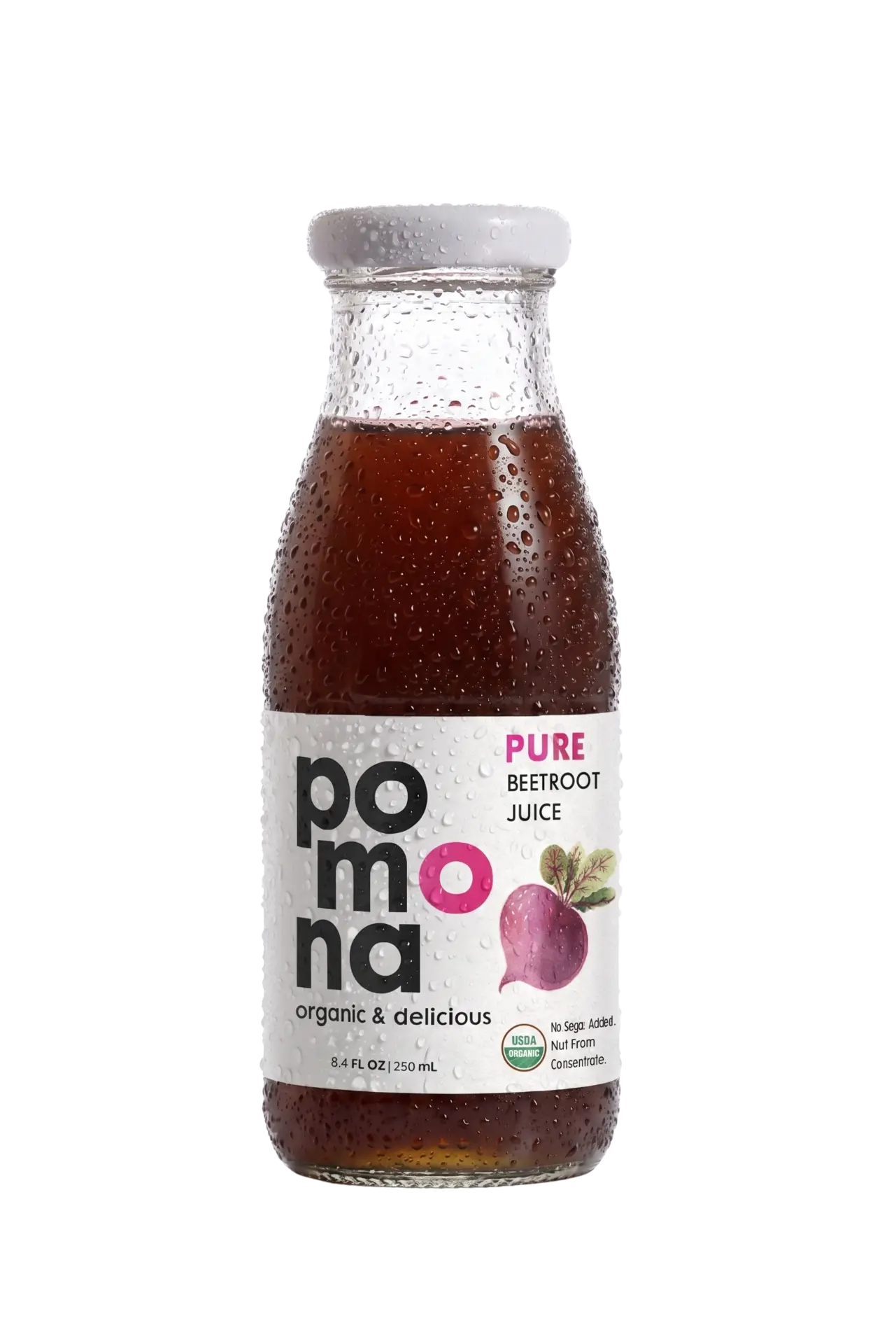 Bottle of Pomona Organic Pure Beetroot Juice, 8.4 fl oz