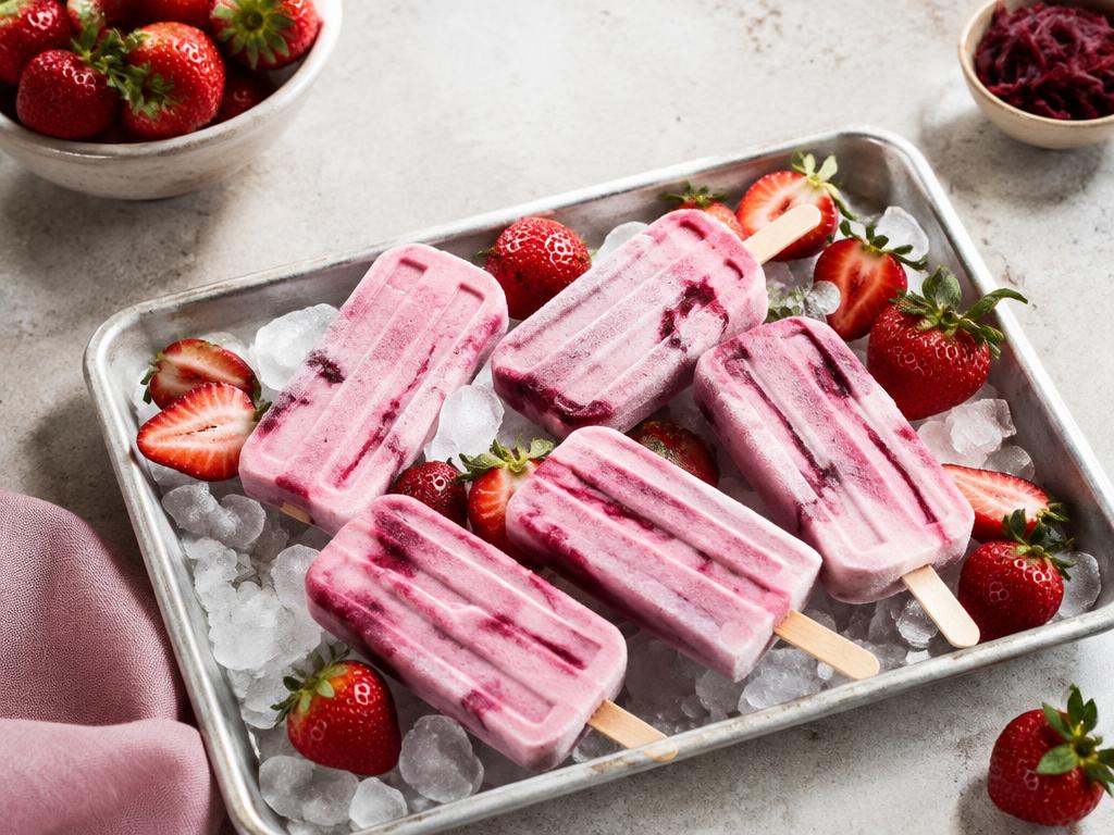 Beet Strawberry Yogurt Pops